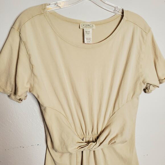 L Space Beachwood Twist Front T-Shirt Dress Sand Size XS Short Sleeve Neutral - Picture 4 of 11